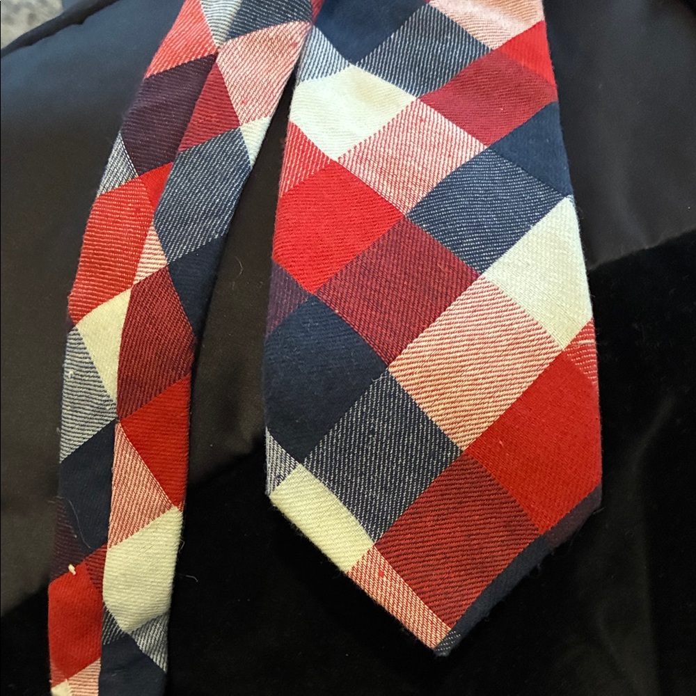 Basic Editions Red, Navy & Cream Plaid Men's Tie